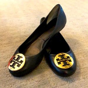 Tory Burch Ballet Black and Gold Mestico Flats
